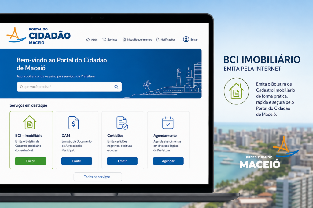 Tela do Portal do Cidadão de Maceió para emissão do BCI imobiliário